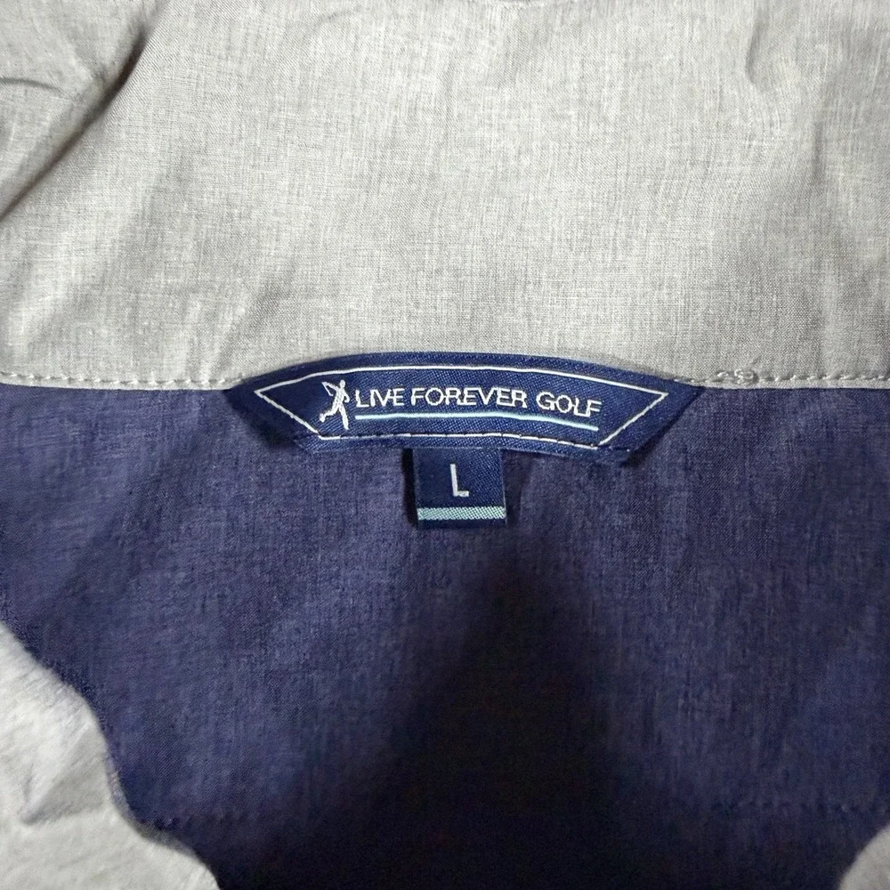 Live Forever Golf Vest Mens Large Gray Quilted Performance Zip Pockets
